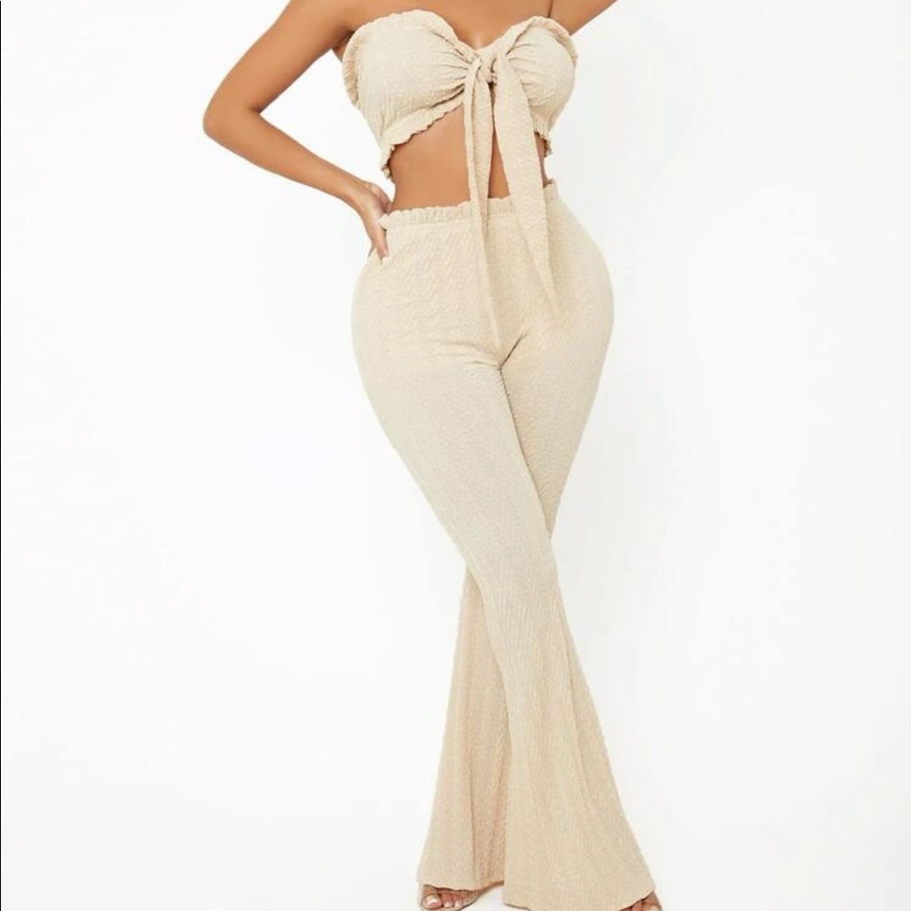 Tie front tube top pants set
